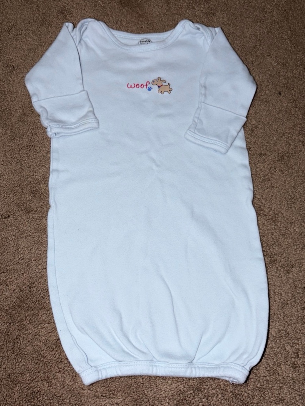 Luvable Friends White Sleep Sack with Woof Dog Embroidery
